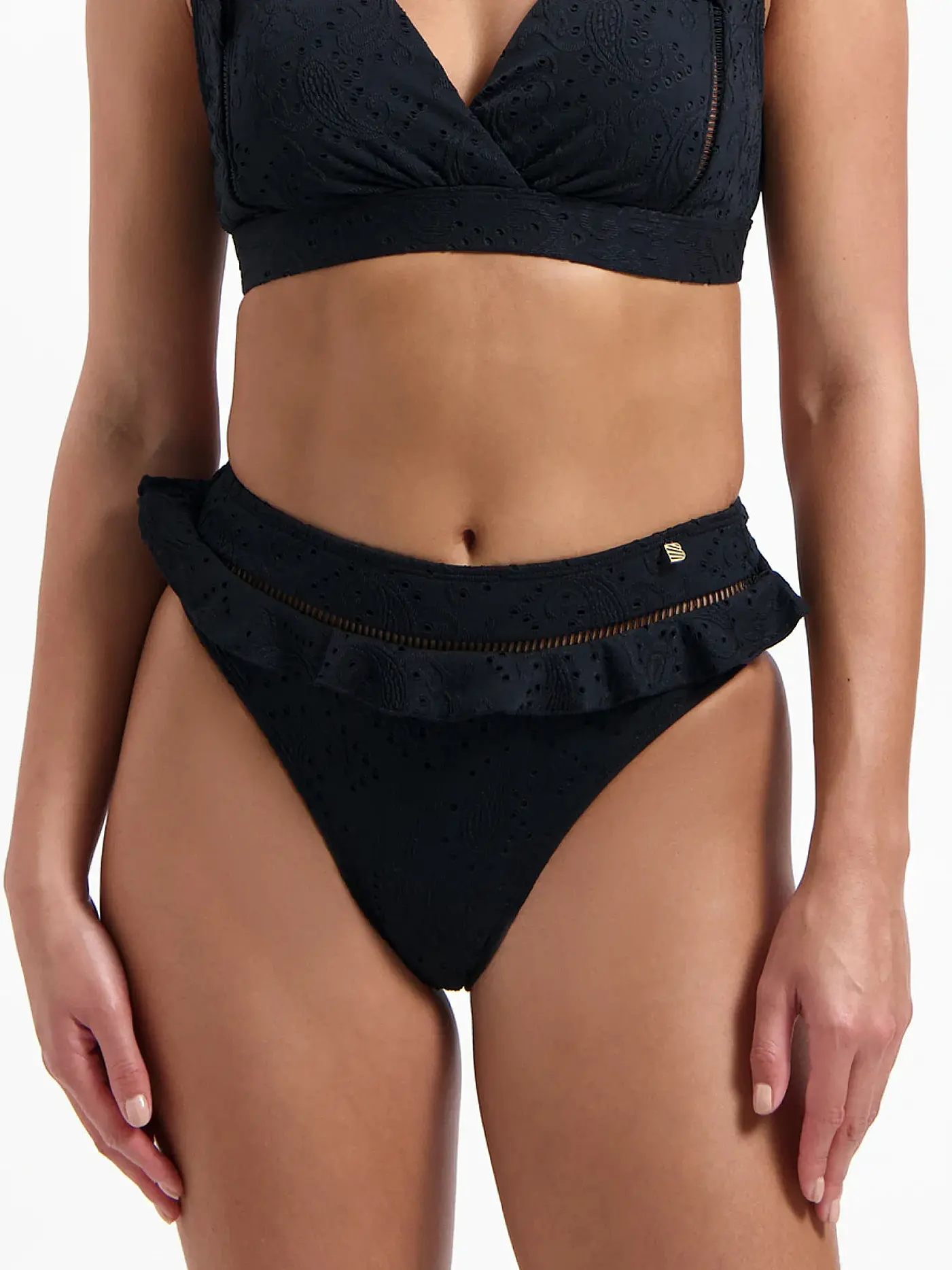 BEACHLIFE | Damen Bikiniunterteil Black Embroidery | 